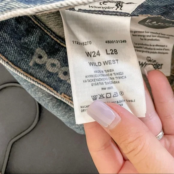 NWT Wrangler x Free People Wild West High Rise Straight Jeans Peach Tint - Picture 10 of 13